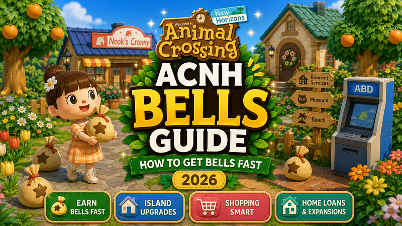ACNH Bells Guide 2026 for money trees, island upgrades, and decorating projects