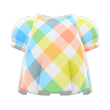 Plaid Puffed-Sleeve Shirt Animal Crossing New Horizons | ACNH Items - ACNHMALL